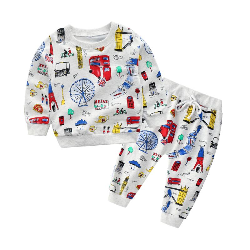 Baby Cotton Cute Printed Sweatshirts And Pants 2 Pcs