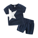 Baby Boys Cotton Star Printed Short Sleeves Tops And Shorts 2 Pcs