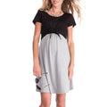 Maternity Cotton Short Sleeves Plain Patchwork Nursing Dress