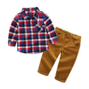 2 Pcs Boys Color Blocking Long Sleeves Shirts And Pants