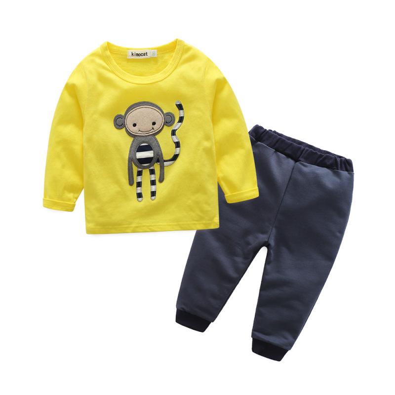 Baby Boys Cute Monkey Pattern Long Sleeves Tops And Casual Pants Set