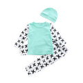 Cute Boys Cotton Patchwork Cross Printed Tops And Pants With Hat