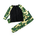 Baby Boys 2 Pcs Cotton Camouflage Printed Patchwork Tops And Pants