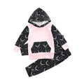 2 Pcs Set Baby Girls Printed Patchwork Long Sleeves Hoodies And Pants