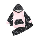 2 Pcs Set Baby Girls Printed Patchwork Long Sleeves Hoodies And Pants