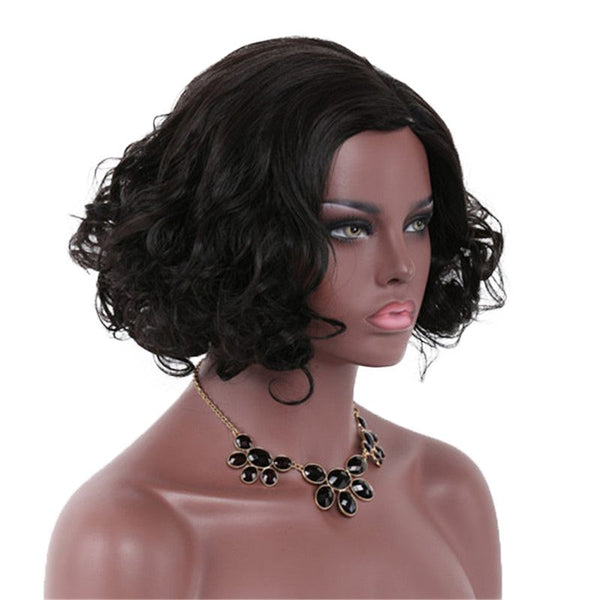 Hot Sale Elegant Women Black Color Curly Medium-length Hair Wig