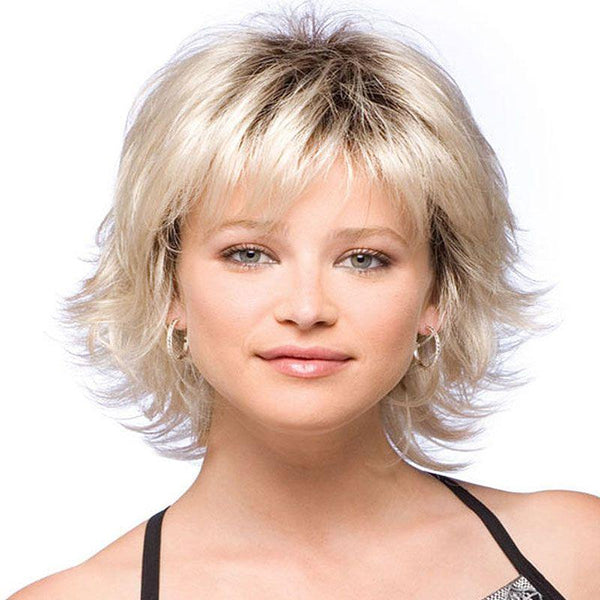 Women Fashion Blond Fluffy Curly Short Hair Wig