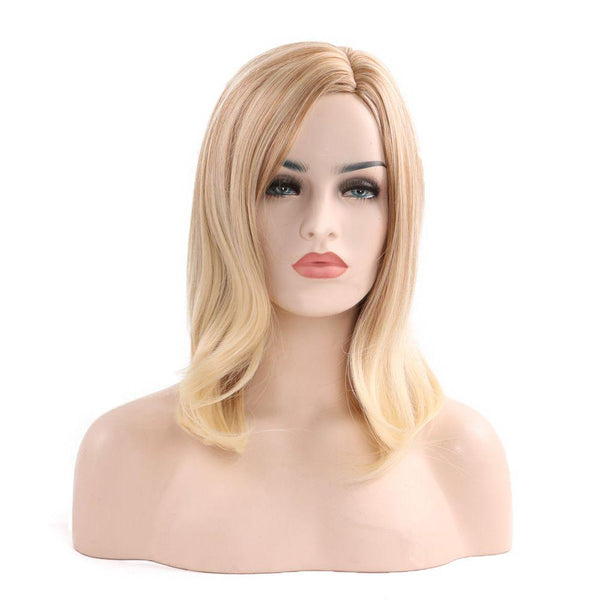 Women Hot Sale Medium-length Blond Hair Wig