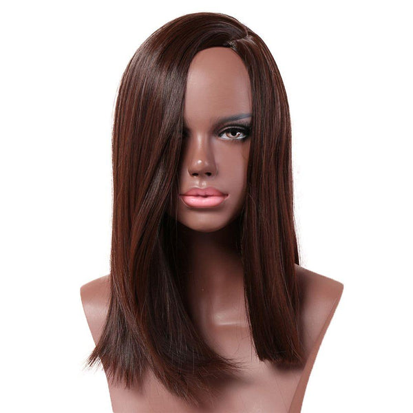 Women Fashion Long-length Brown Color Straight Hair Wig