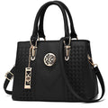 Fashion Solid Color PU Leather Stitching Design Elegant Women Handle Bag