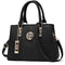 Fashion Solid Color PU Leather Stitching Design Elegant Women Handle Bag
