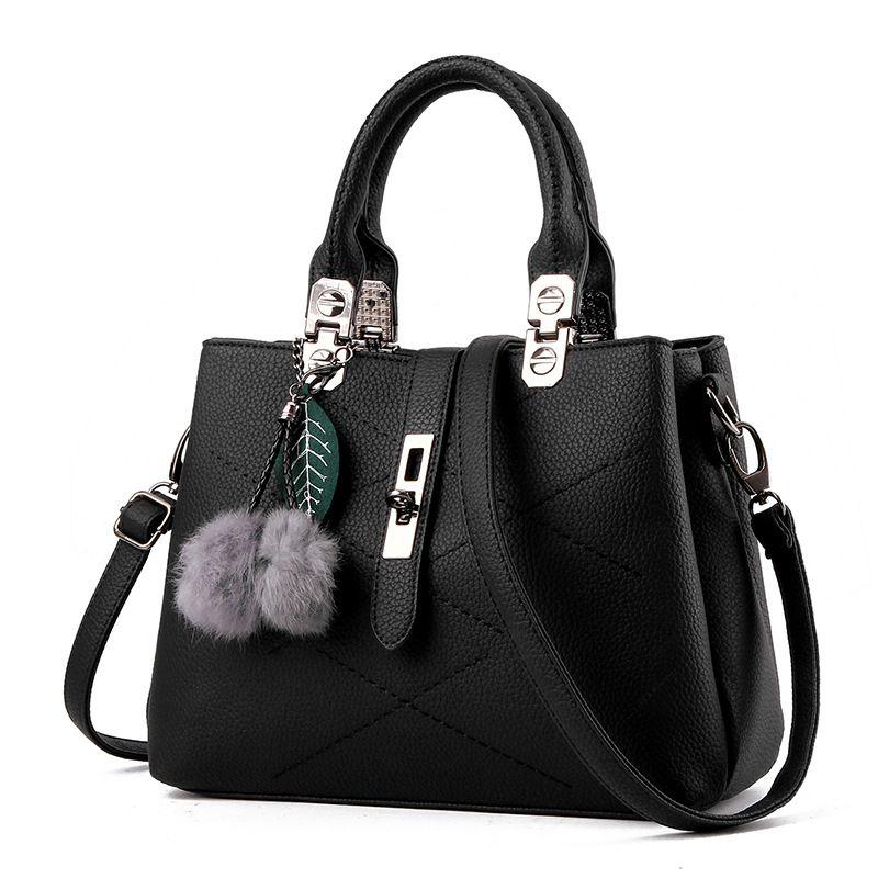 New Arrival Women Solid Color Classic Stitching Design PU Handle Bag