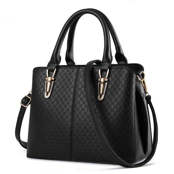 Classic Solid Color Women Large Capacity PU Tote Bag