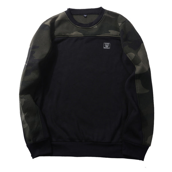 Men Casual Patchwork Camouflage Printed Round Neck Sweatshirts