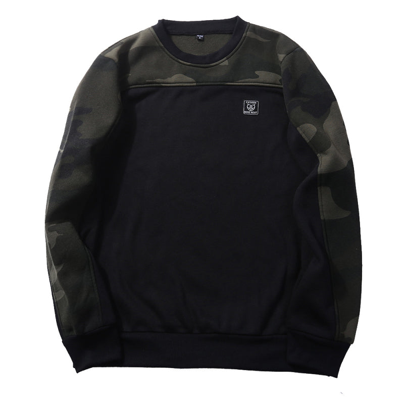 Men Casual Patchwork Camouflage Printed Round Neck Sweatshirts