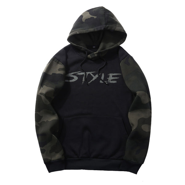 Men Patchwork Camouflage Printed Pocket Design Hoodies