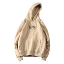 Men Letter Printed Long Sleeves Black Hoodies