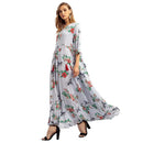 Fashion Women Flowers Printed Casual Loose Pattern Maxi Dress