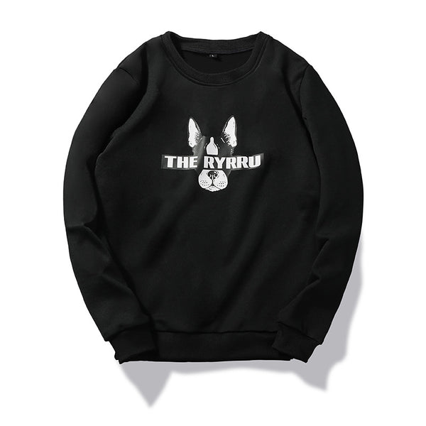 Men Cute Dog Letter Printed Round Neck Sweatshirt