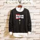 Men Letter Printed Round Neck Long Sleeves Tops