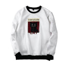 Men Round Neck Cat Printed Long Sleeves Tops