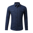 Men Cotton Grid Printed Long Sleeves Casual Shirts