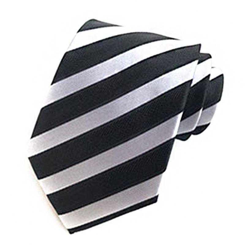 8cm Classic Stripes Pattern Men Formal Occasion Wear Polyester Tie Pocket Square Set