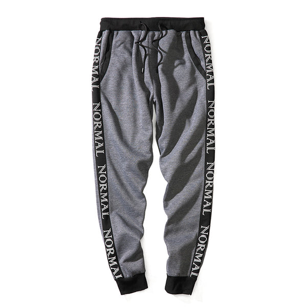 Men Letter Printed Elastic Waist Loose Pants