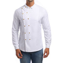 Men Gold Color Button Double Breasted Shirts