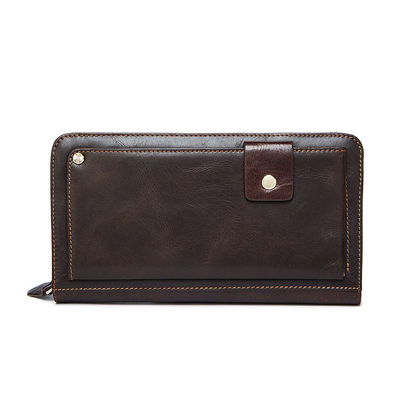 Men Solid Color Simple Design Good Quality Genuine Leather Purse