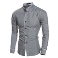 Simple Style Men Solid Color Standing Collar Shirts