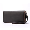 Businessmen Top Grade Solid Color Genuine Leather Zipper Purse