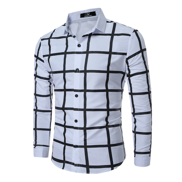 Men Cotton Plaid Printed Long Sleeves Shirts