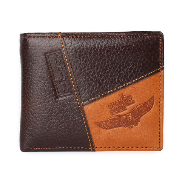 Creative Patchwork Design Men Top Grade Genuine Leather Wallet
