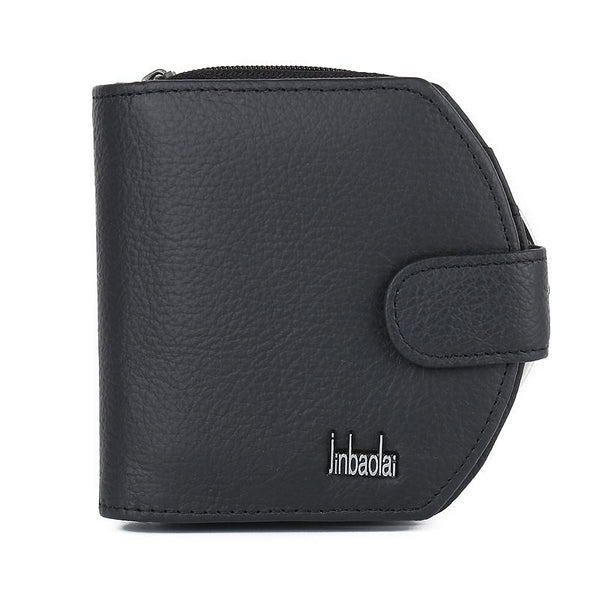 Creative Half Round Shape Solid Color Women Trifold Genuine Leather Wallet