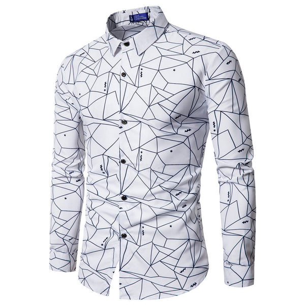 Men Cotton Geometry Printed Shirts