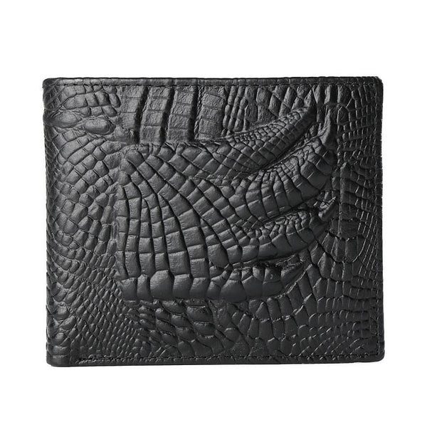 Creative 3D Crocodile Grain Design Men Trendy Genuine Leather Wallet