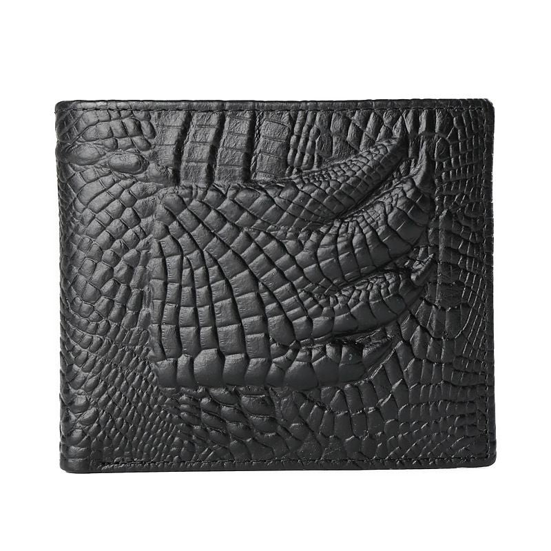 Creative 3D Crocodile Grain Design Men Trendy Genuine Leather Wallet