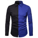 Men Cotton Color Blocking Patchwork Shirts