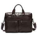 Businessmen High Quality Solid Color Genuine Leather Square Shape Briefcase
