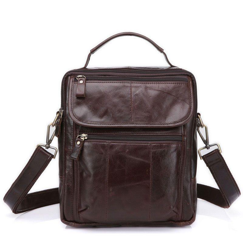 Men Hot Sale Fashion Solid Color Genuine Leather Crossbody Bag