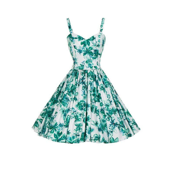 Pretty Girl Flower Printed Sexy Sleeveless Curvy Dress