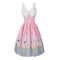 New Design Color Blocking Butterfly Print Women Vintage Curvy Dress