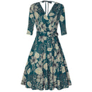 Elegant Women Half Sleeves V Neck Pattern Floral Print Curvy Dress