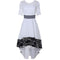 Hot Sale Women White Color Short Sleeves Lace Hemline Curvy Dress