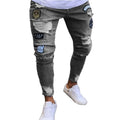High Quality Men Fashion Applique Ripped Jeans