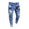 High Quality Men Fashion Applique Ripped Jeans