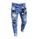 High Quality Men Fashion Applique Ripped Jeans