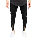 High Street Men Applique Zipper Design Stretchy Tight Jeans