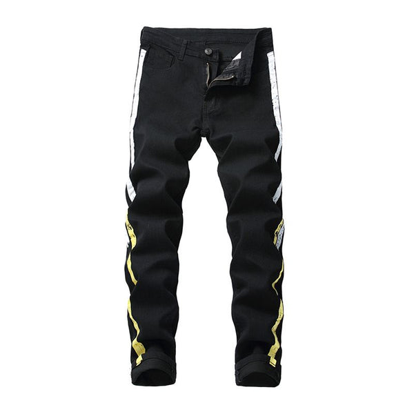 Casual Men Stripes Printed Slim Fit Jeans